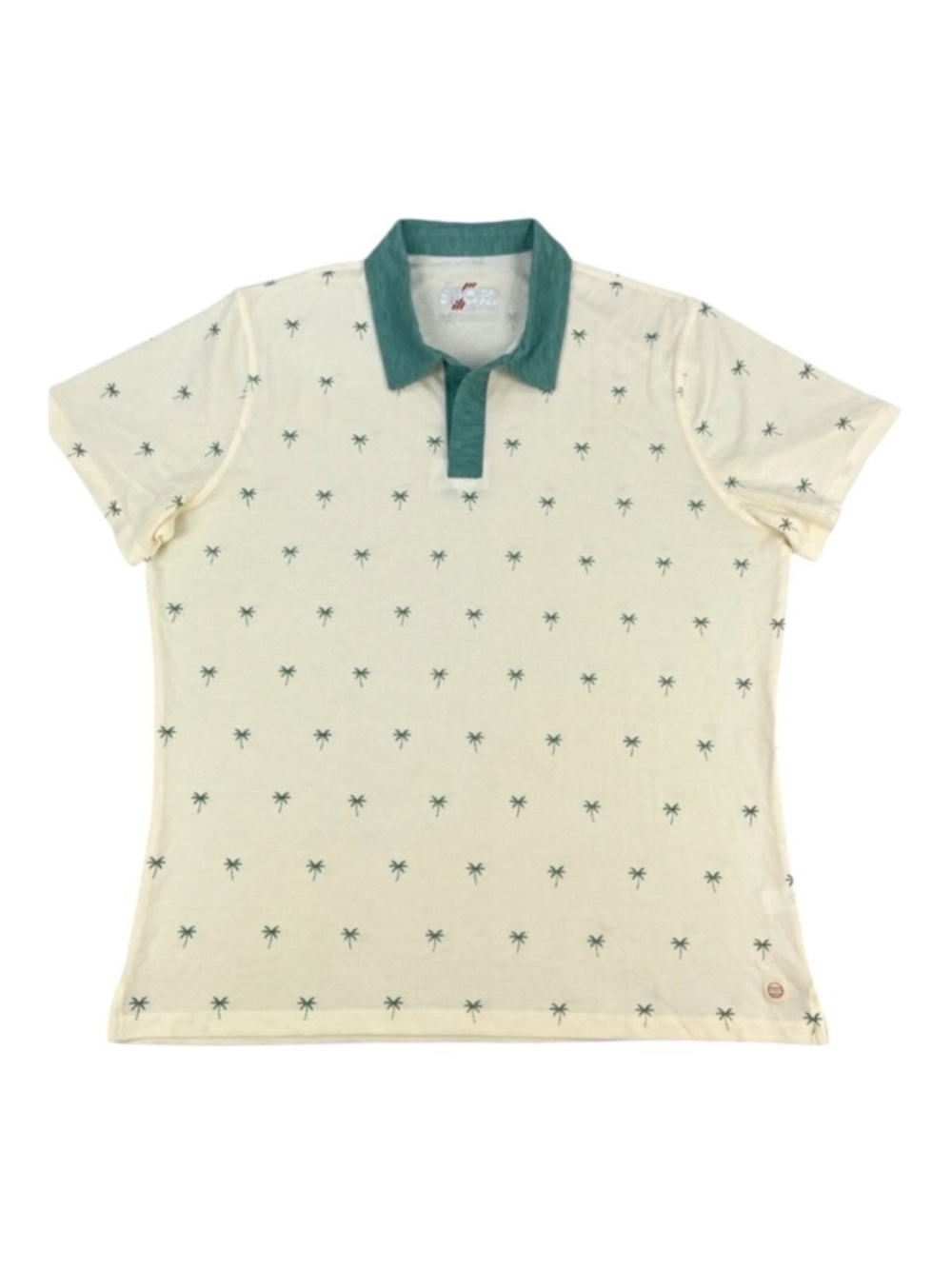Marine Layer Cream Polo with Green Palm Print Size Small Like New